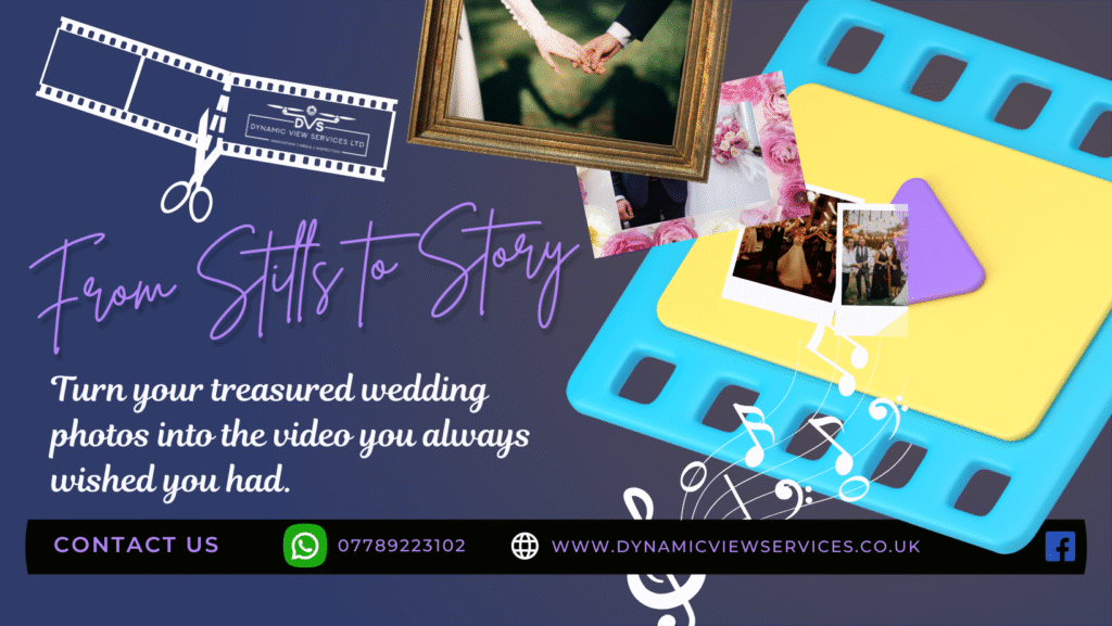 Turn wedding photos into video with our cinematic Stills to Story service in Scotland